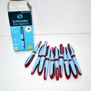 Schneider One Hybrid N Rollerball Pens – Red Ink, 0.5mm Needle Tip – Box of 10 –
